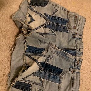 Unique Patchwork Jean Shorts - image 1